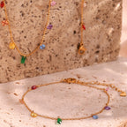 18k Colorful Stone Charm Bracelet