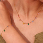 18k Colorful Stone Charm Bracelet