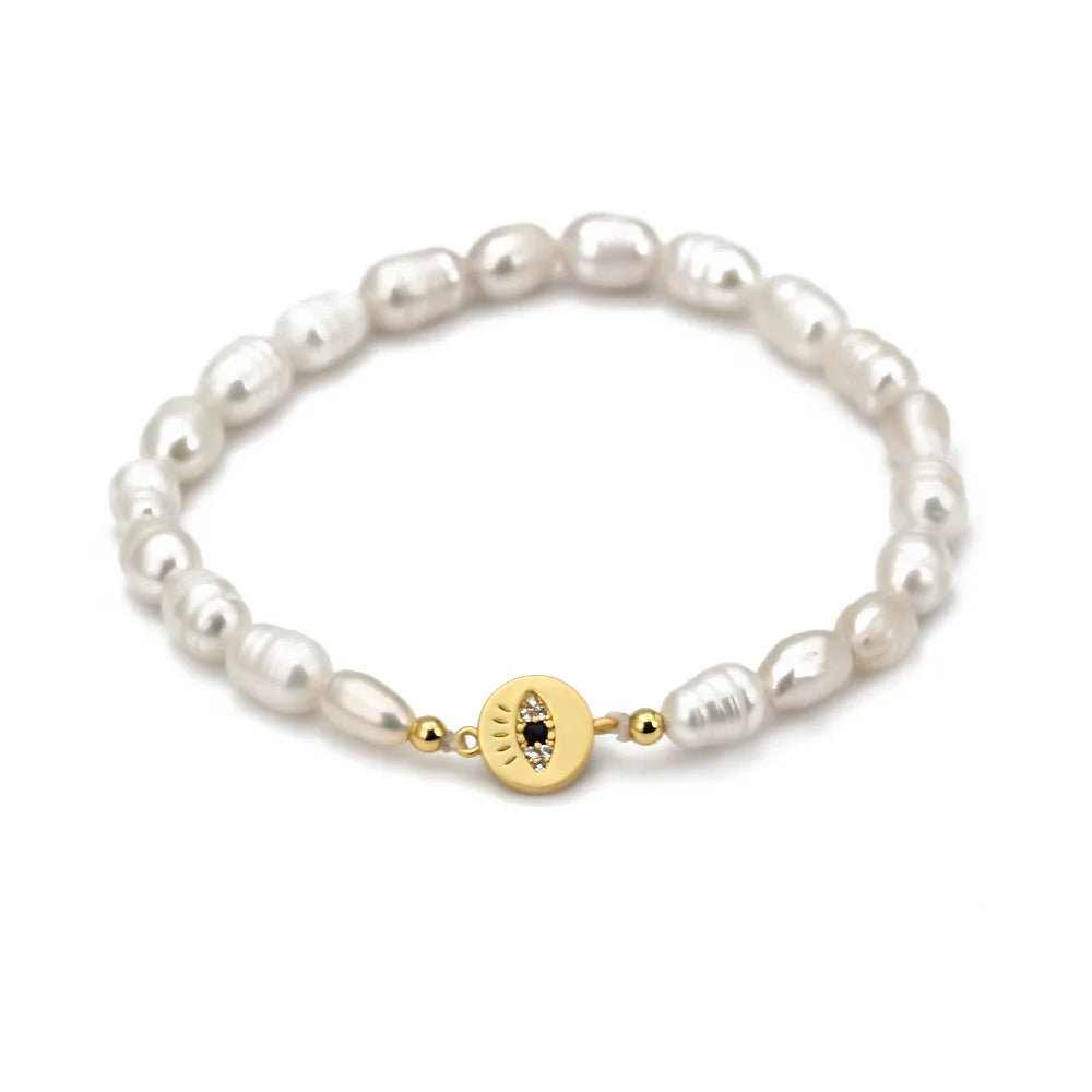 Evil Eye Pearl Bracelets