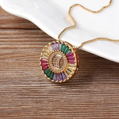 Colorful Diamond Initial Necklace