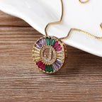 Colorful Diamond Initial Necklace