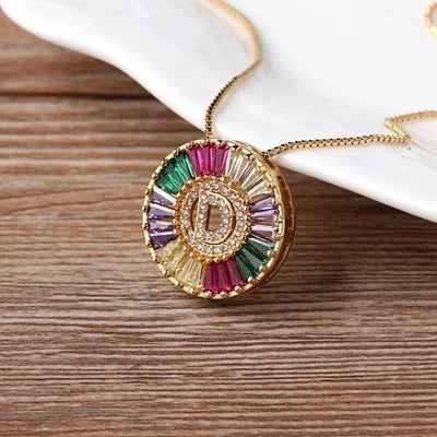 Colorful Diamond Initial Necklace