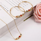 Stone Necklace & Hoop Earrings