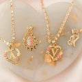 Heart Flower Initial Necklace
