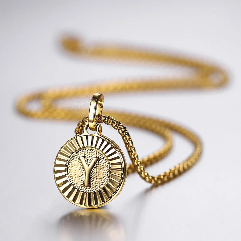 Round Dial Initial Necklace