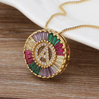 Colorful Diamond Initial Necklace