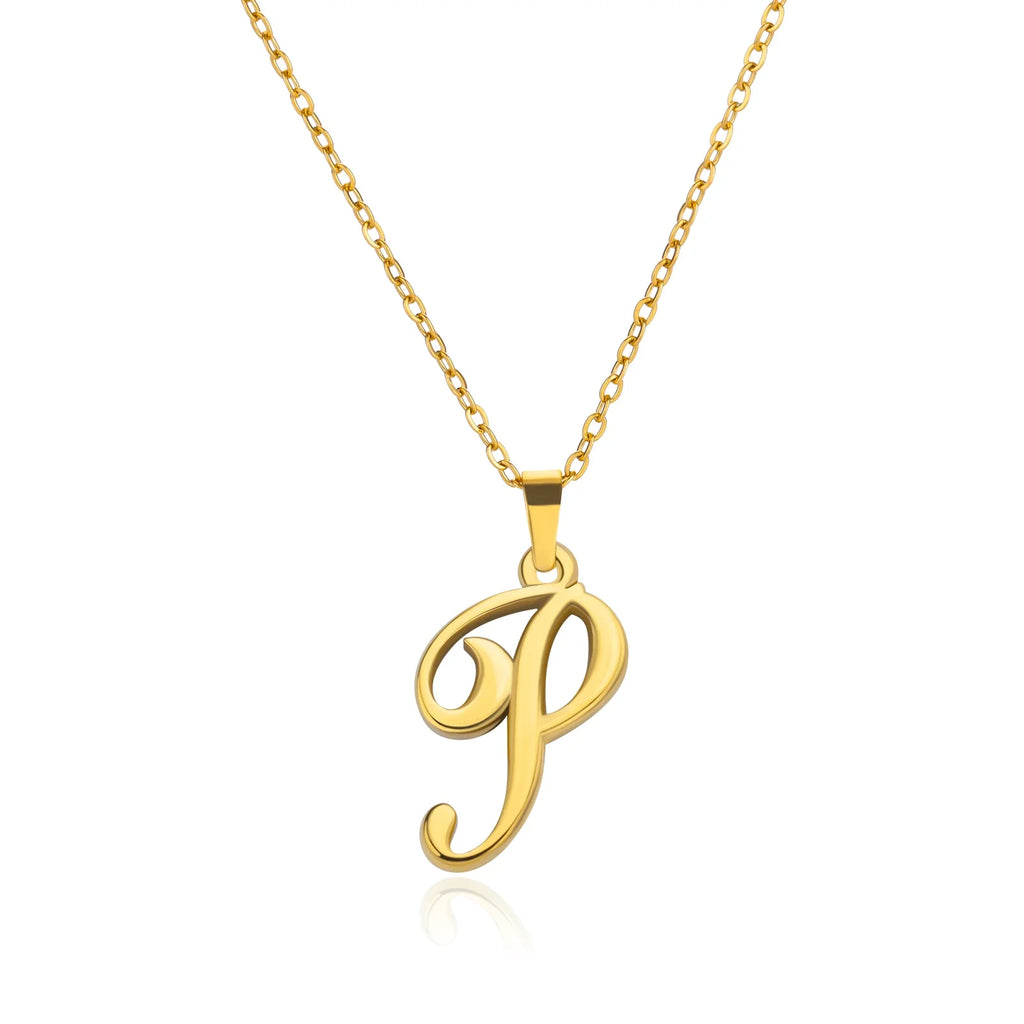 18k Cursive Initial Necklace