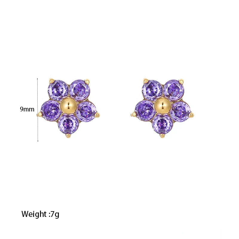 Dainty Crystal Flower Earrings
