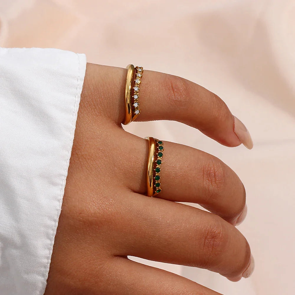 18k Dual Layer Paved Ring