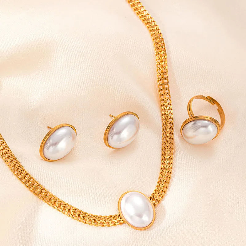 Thick Pearl Chain Jewelry Set