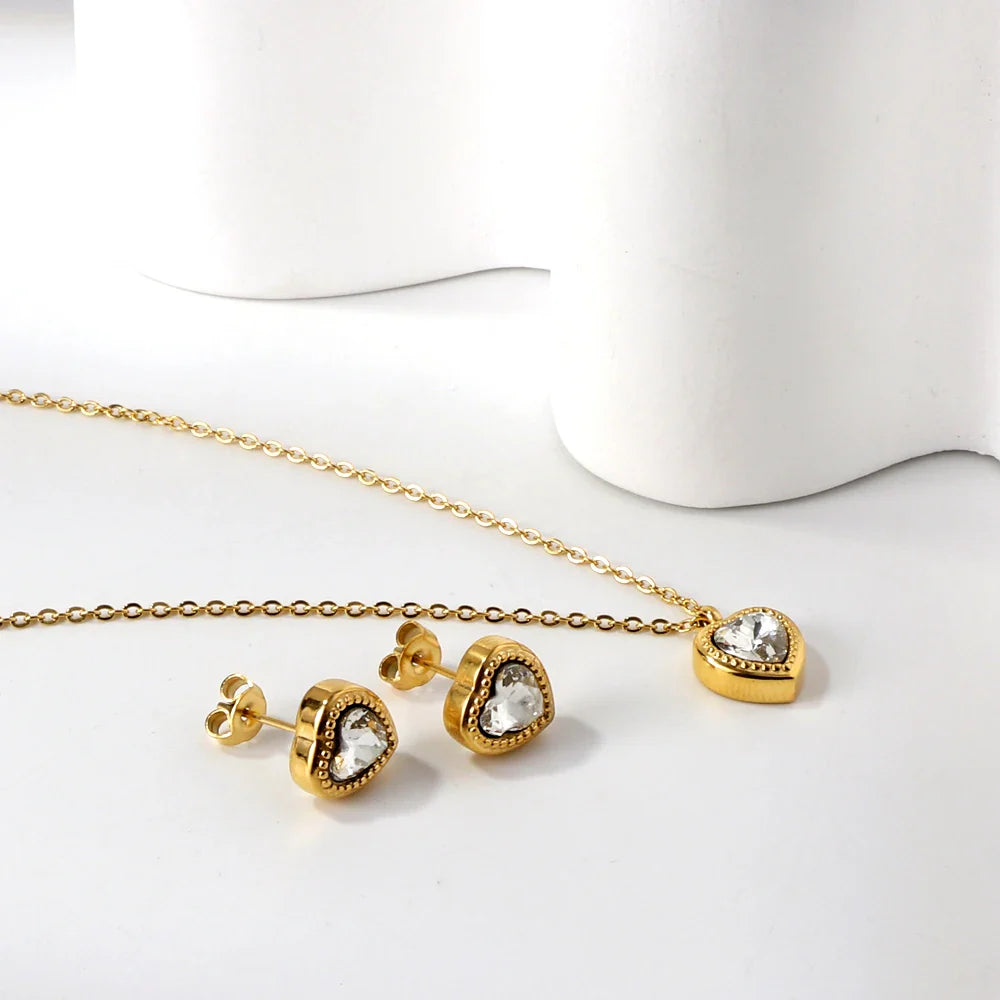 Heart Charm Earring & Necklace