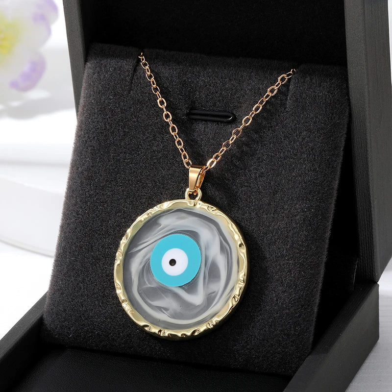 Round Pendant Evil Eye Necklace