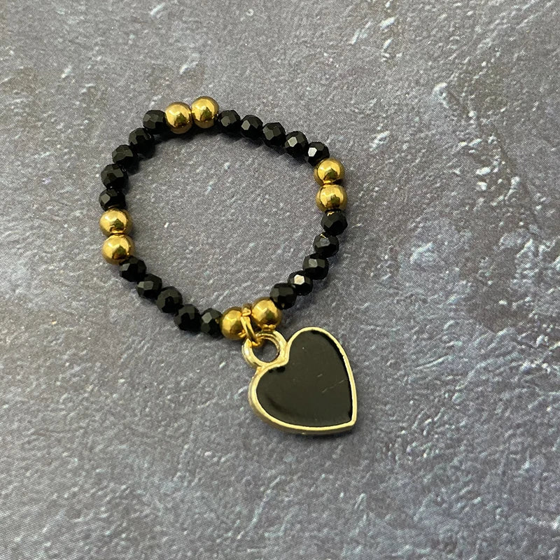 Obsidian Charm Ring