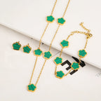 Dainty Clover Bracelet Necklace Set