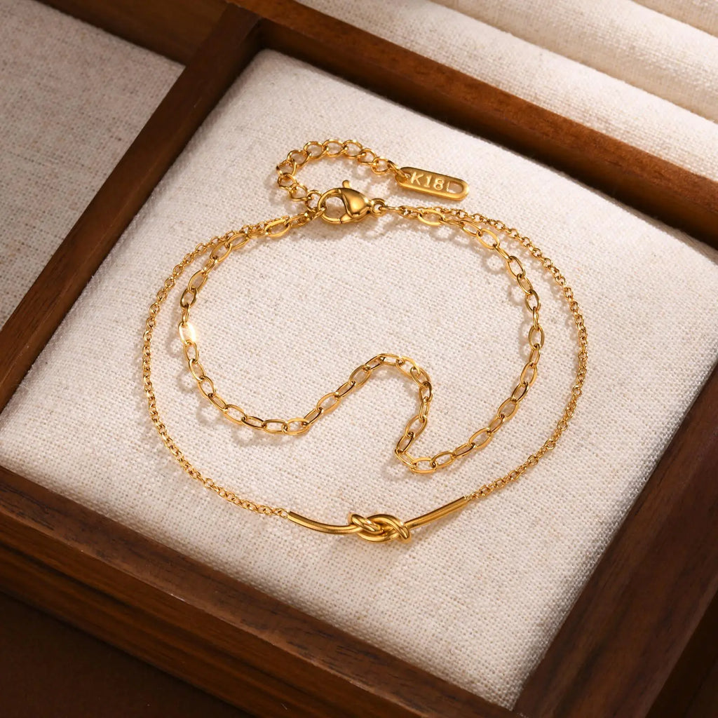 18k Double Layer Knot Bracelet