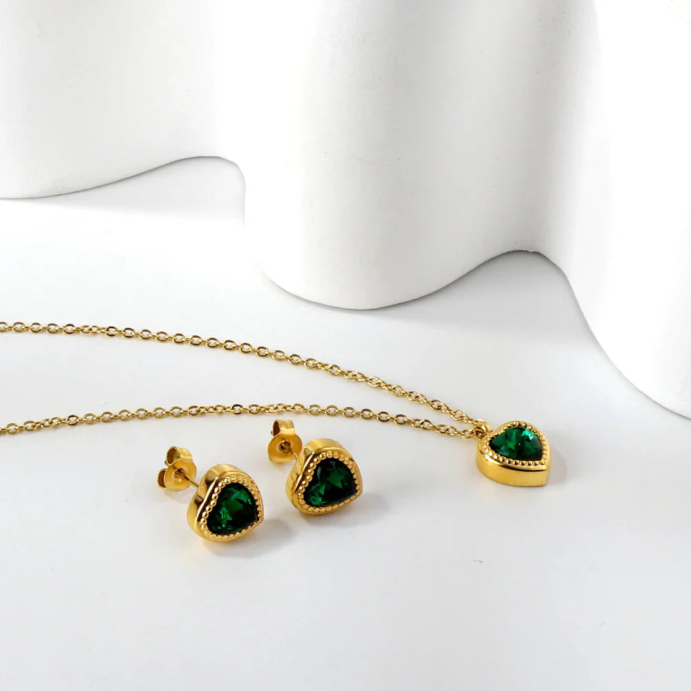 Heart Charm Earring & Necklace