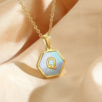 Colorful Hexagon Initial Necklace