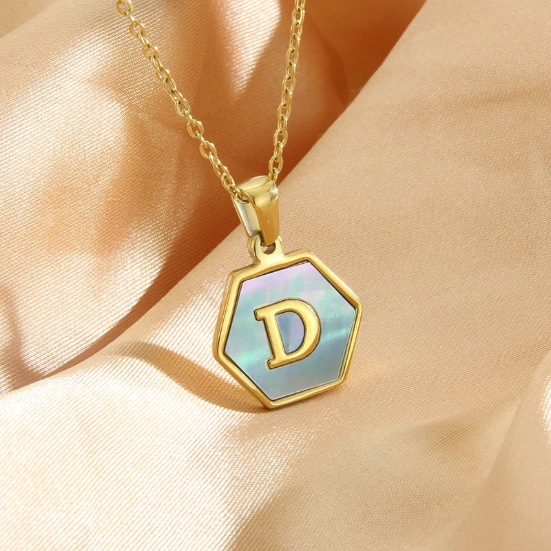 Colorful Hexagon Initial Necklace