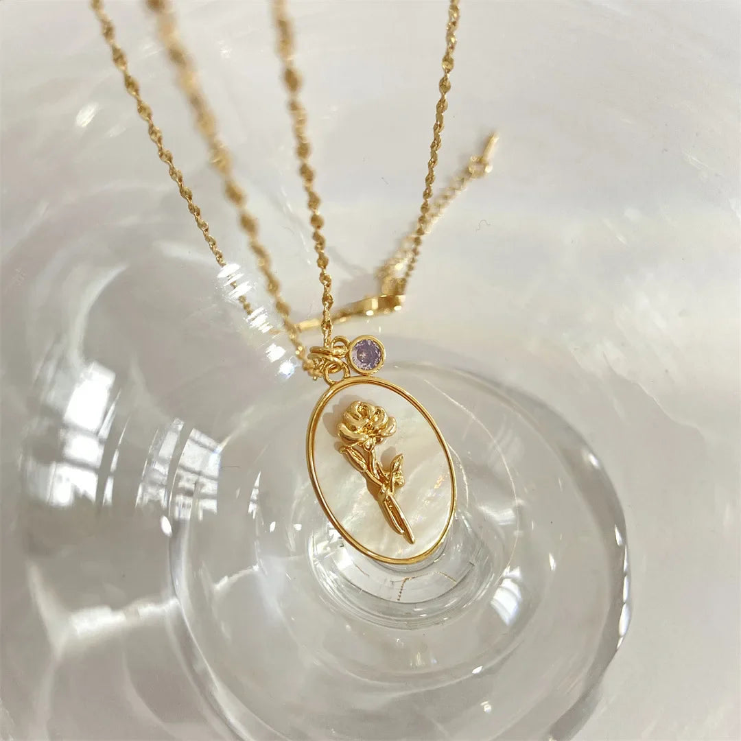 Birth Flower & Stone Necklace