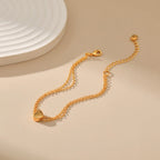 18k Double Chain Heart Bracelet