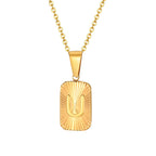 18k Square Ray Initial Necklace