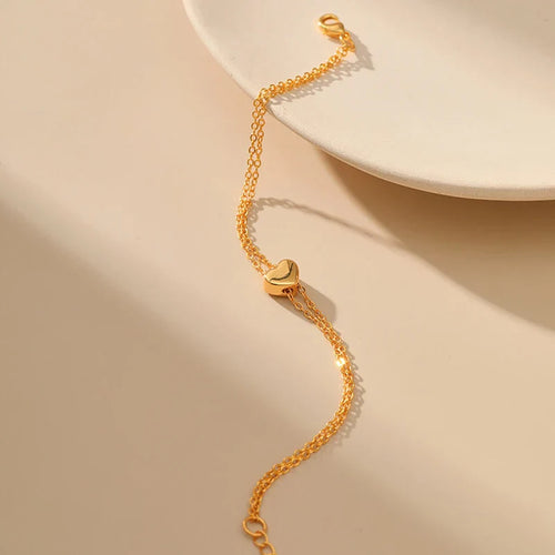 18k Double Chain Heart Bracelet