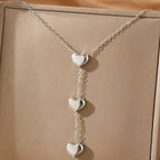 Triple Heart Tassel Necklace