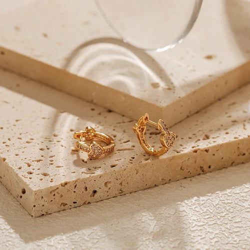 18k Inlaid Heart Earrings