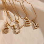 18k Pearl Initial Snake Chain