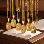 18k Square Ray Initial Necklace