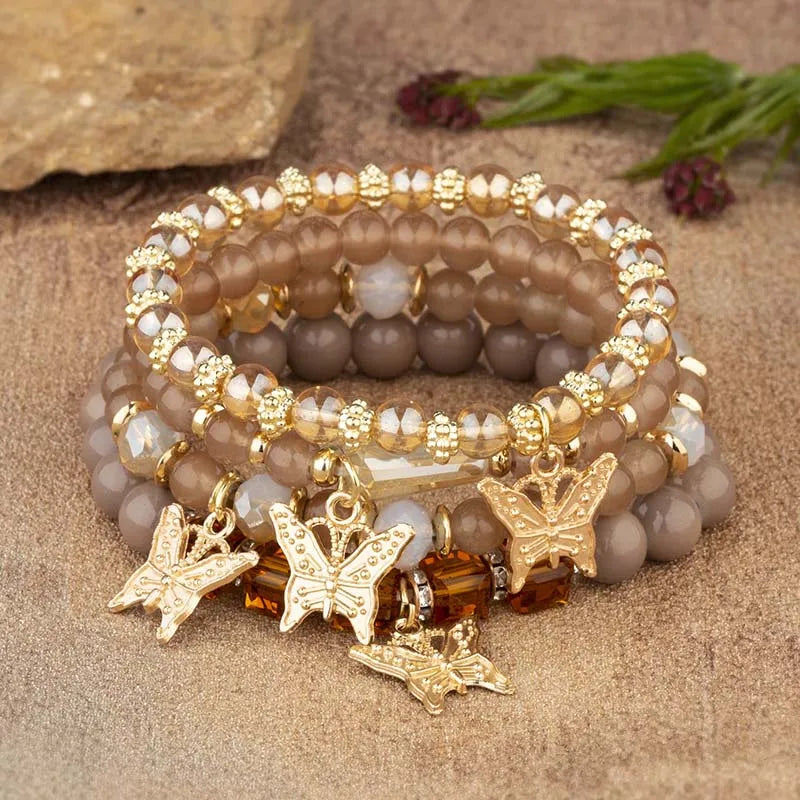 4PC Boho Butterfly Stack Bracelets