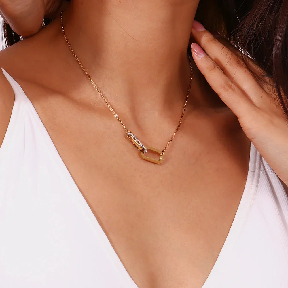 18k Double Hoop Necklace