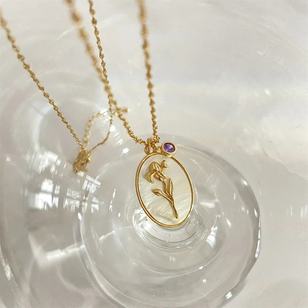 Birth Flower & Stone Necklace