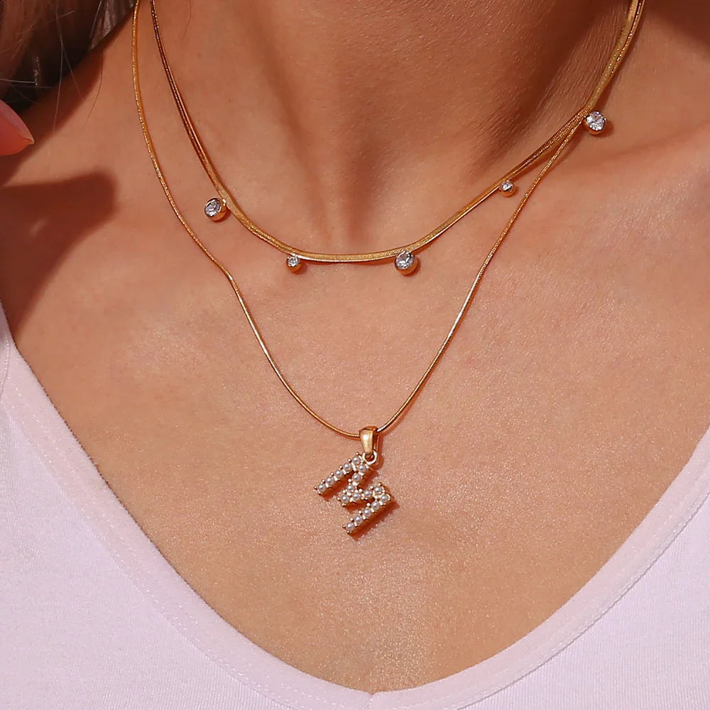 18k Pearl Initial Snake Chain