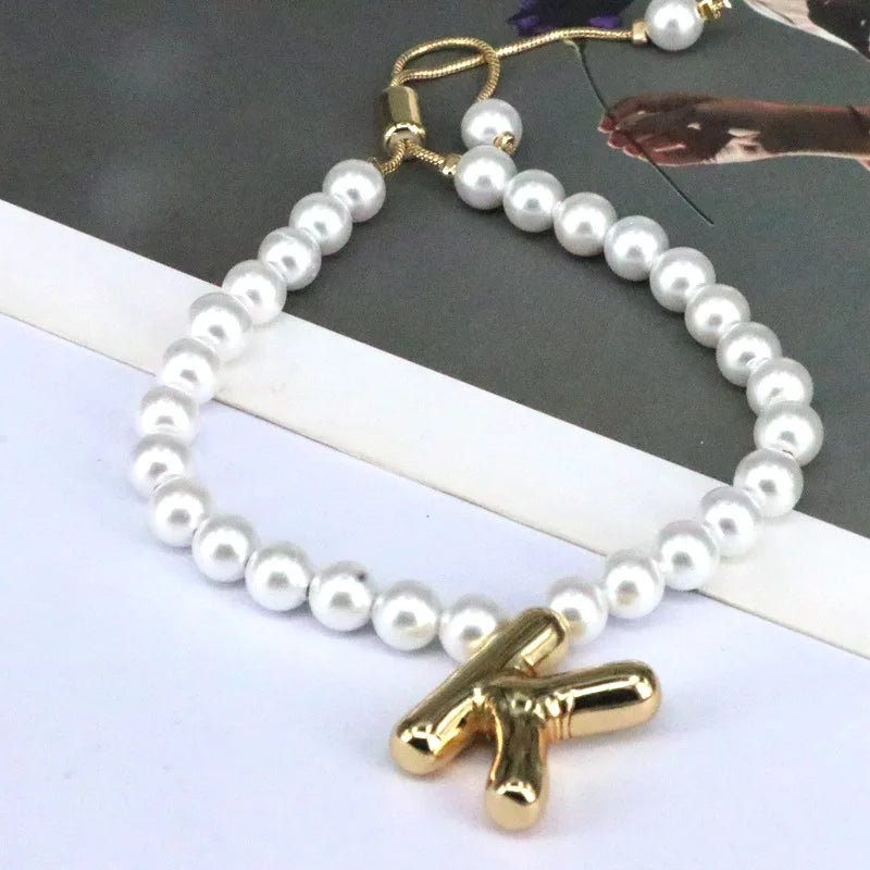 Pearl Balloon Initial Bracelets