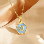 Colorful Hexagon Initial Necklace