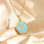 Colorful Hexagon Initial Necklace