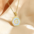 Colorful Hexagon Initial Necklace