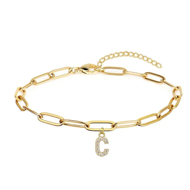 Paperclip Initial Bracelet