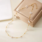 Pearl Flower Charm Bracelet & Necklace