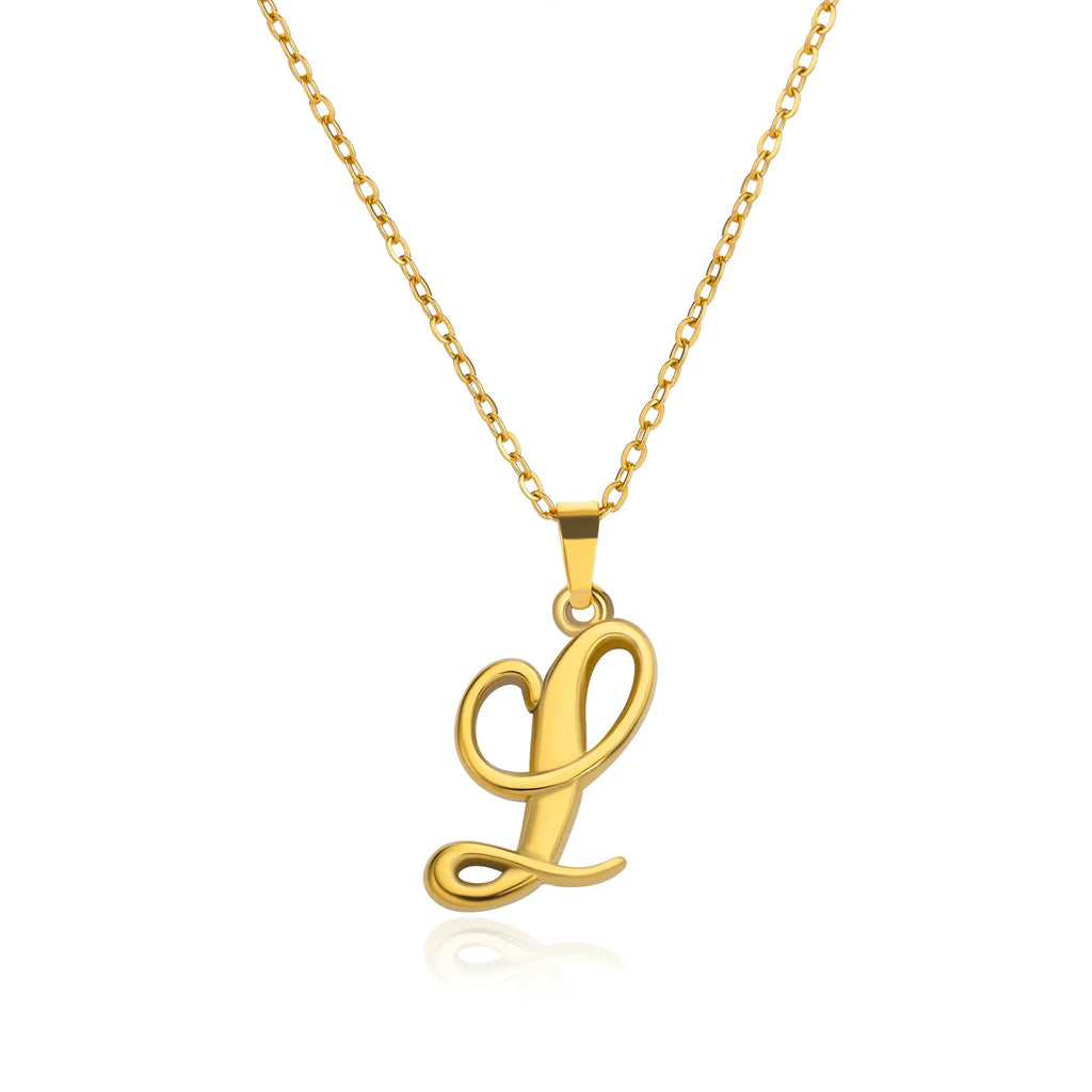 18k Cursive Initial Necklace