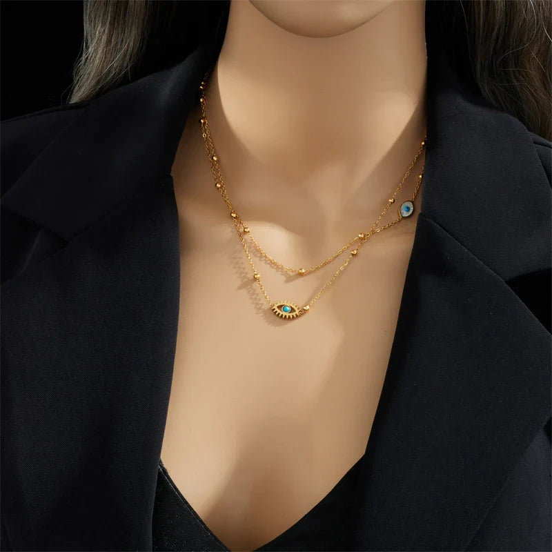 Double Layer Evil Eye Necklace