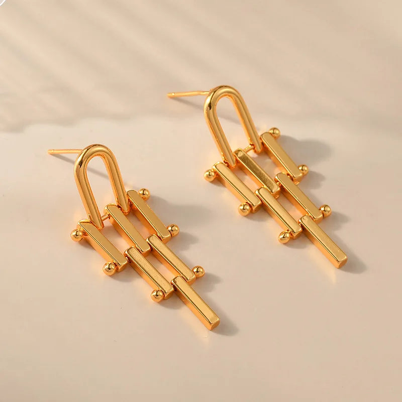 18k Geometric Bar Earrings
