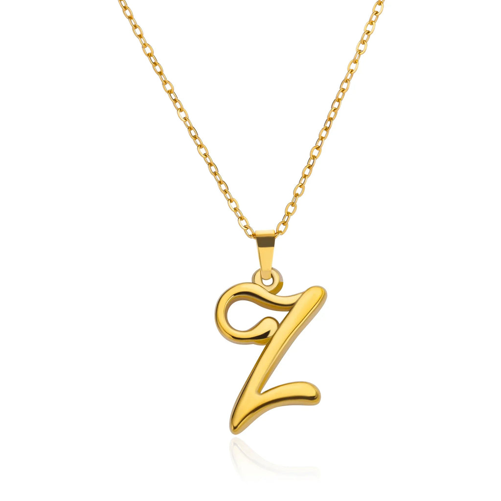 18k Cursive Initial Necklace