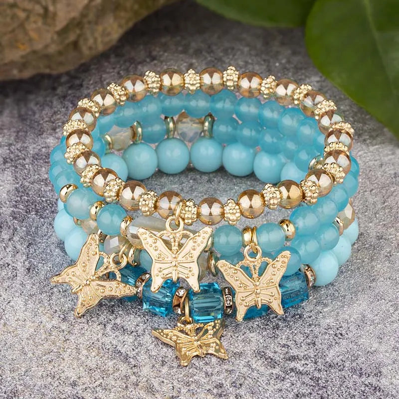 4PC Boho Butterfly Stack Bracelets