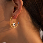 18k Evil Eye Loop Earrings