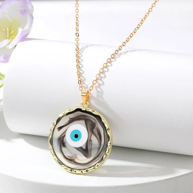 Round Pendant Evil Eye Necklace