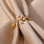 Crystal Leaves Ring