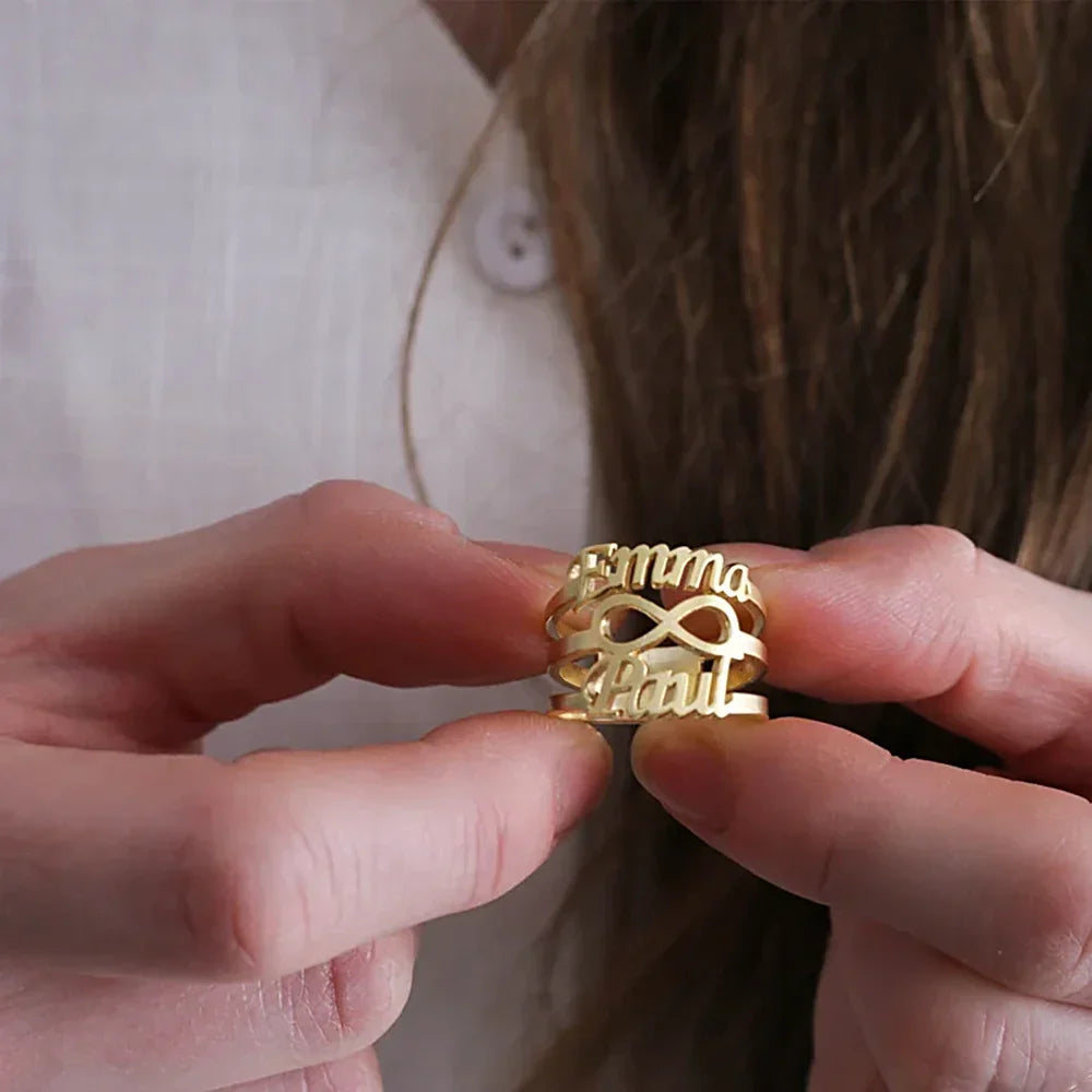 Custom Infinity Double Name Ring