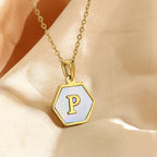 Colorful Hexagon Initial Necklace
